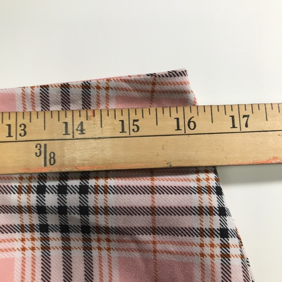 Pretty Damage Womens Size L Pink Plaid Mini Skirt High Waist Front Slit S1079 - Picture 8 of 9